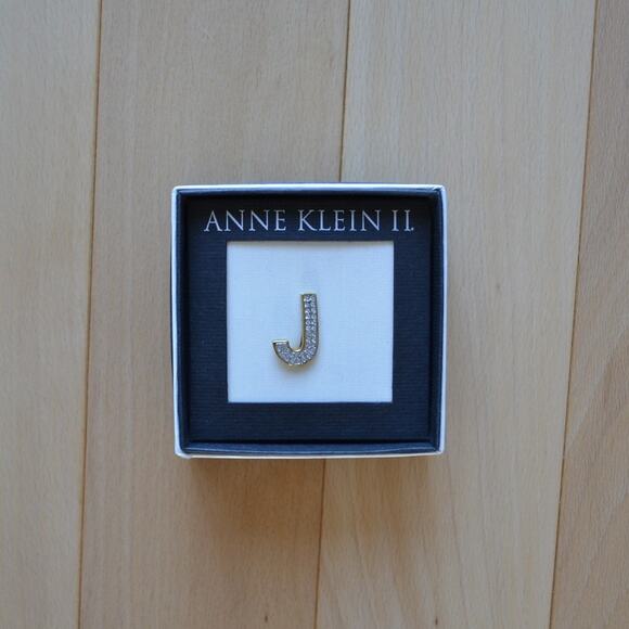 VTG Anne Klein Page Crystal Golden Block Letter Initial J Brooch Pin - Picture 1 of 3